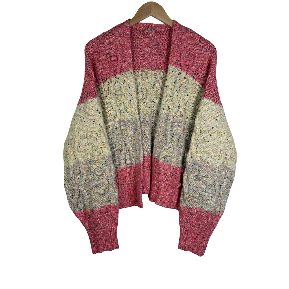 ANTHROPOLOGIE Cardigan Size S Open Front Ombre Spun Metallic Bobble Cardigan NWT